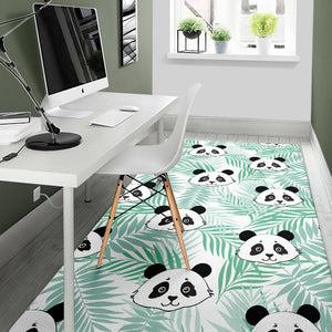 Panda Pattern Tropical Leaves Background Area Rug