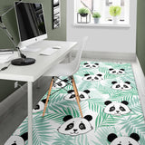 Panda Pattern Tropical Leaves Background Area Rug