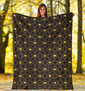 Casino Cards Suits Pattern Print Design 01 Premium Blanket