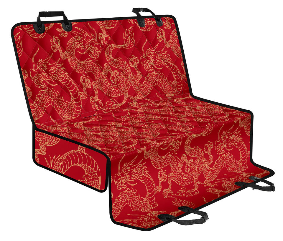 Gold Dragons Red Background Dog Car Seat Covers