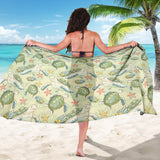 Hand Drawn Sea Turtle Fish Pattern Sarong