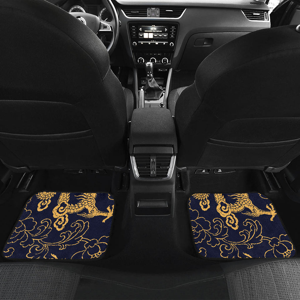 Gold Dragon Pattern Front And Back Car Mats