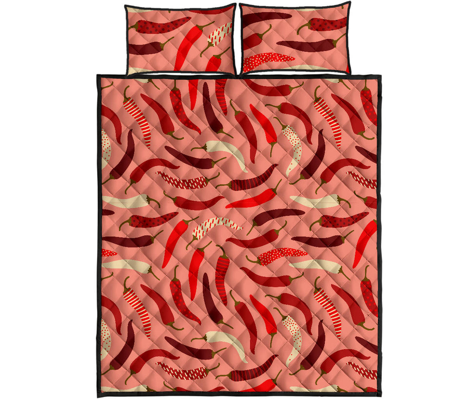 Beautiful Chili peppers pattern Quilt Bed Set