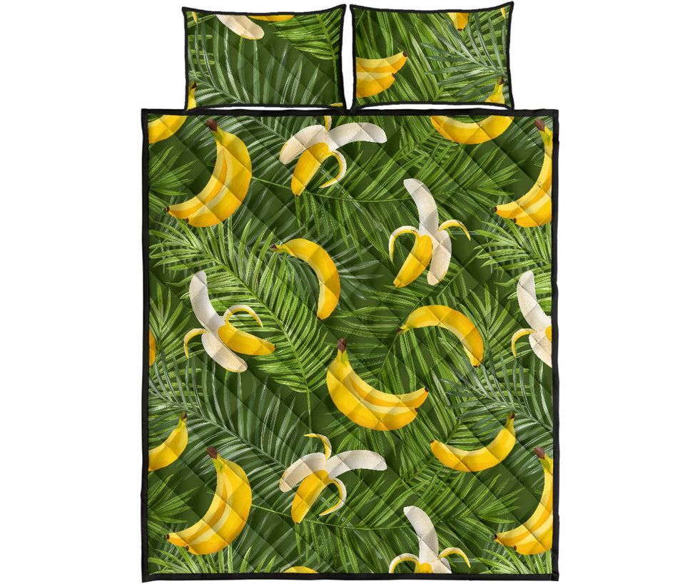 Banana Palm Leaves pattern Quilt Bed Set
