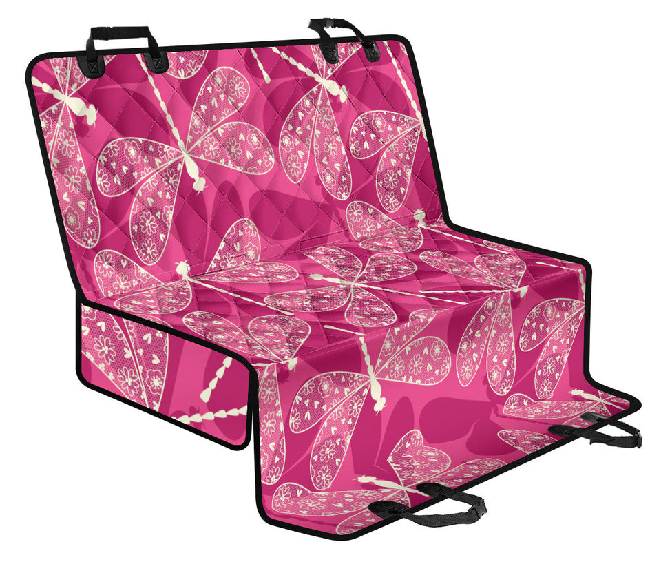 Beautiful Dragonfly Pink Background Dog Car Seat Covers