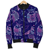 Cute Owls Pattern Boho Style Ornawomen'St Women'S Bomber Jacket