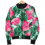 Watermelons Tropical Palm Leaves Pattern Men'S Bomber Jacket