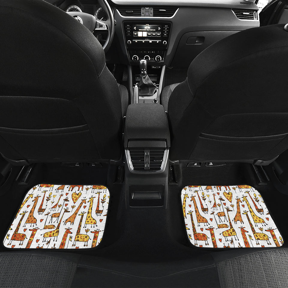 Giraffe Pattern Print Design 04 Front and Back Car Mats