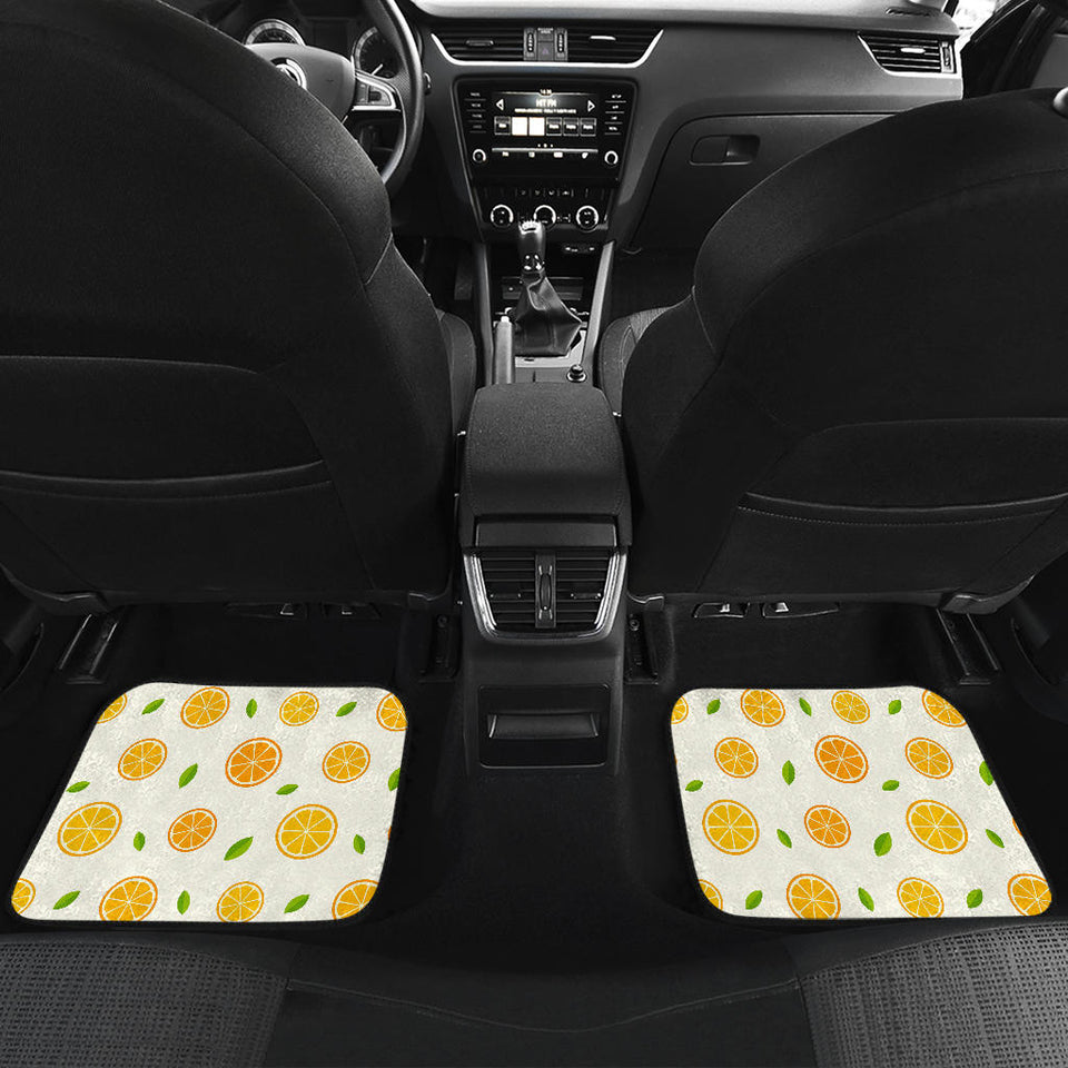 Oranges Leaves Pattern Front And Back Car Mats