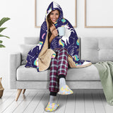 Hand Drawn Cute Unicorn Star Planet Hooded Blanket