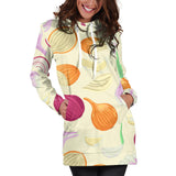 Onion Garlic White Red Pattern Women'S Hoodie Dress