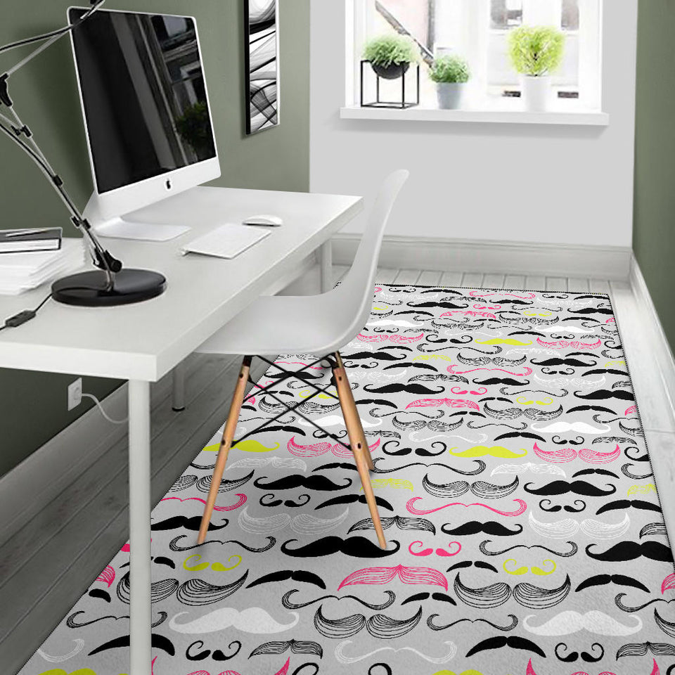 Mustache Beard Pattern Print Design 02 Area Rug
