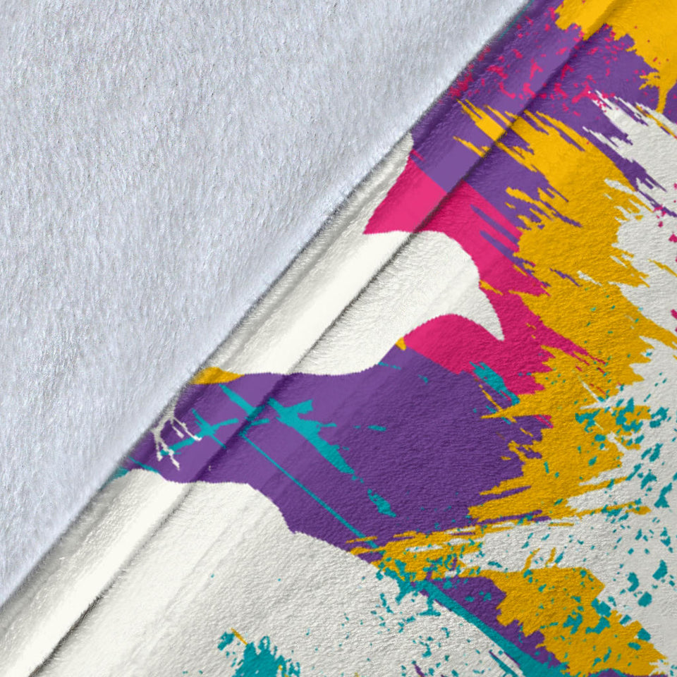 Colorful Crow Illustration Pattern Premium Blanket