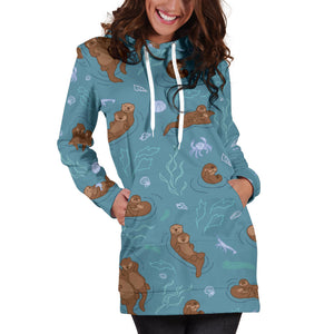 Sea Otters Pattern Women'S Hoodie Dress