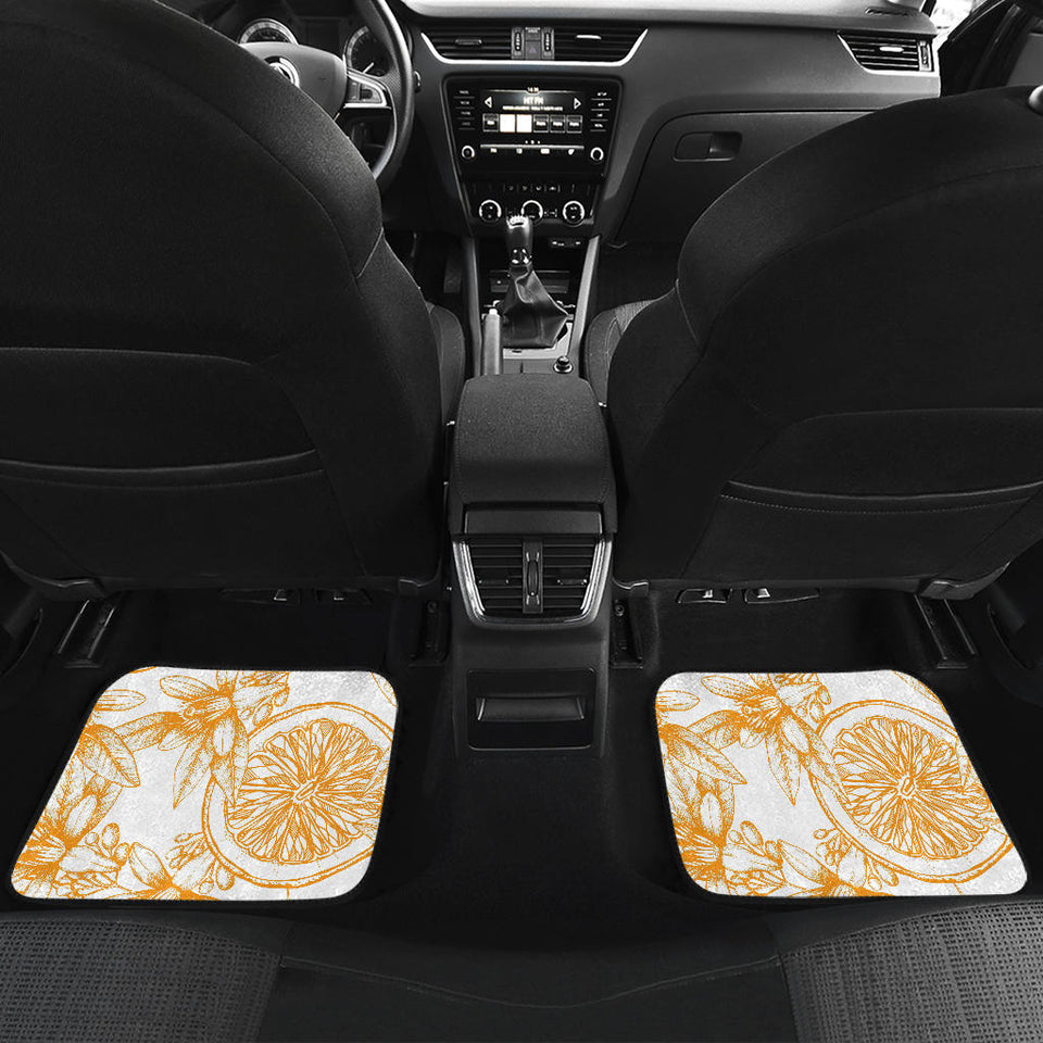 Hand Drawn Orange Fruit Pattern Front And Back Car Mats