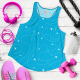 Airplane destinations blue background Women Racerback Tank Top