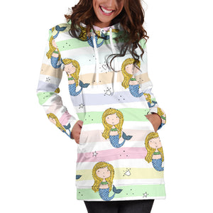 Cute Hand Drawn Mermaid Women'S Hoodie Dress