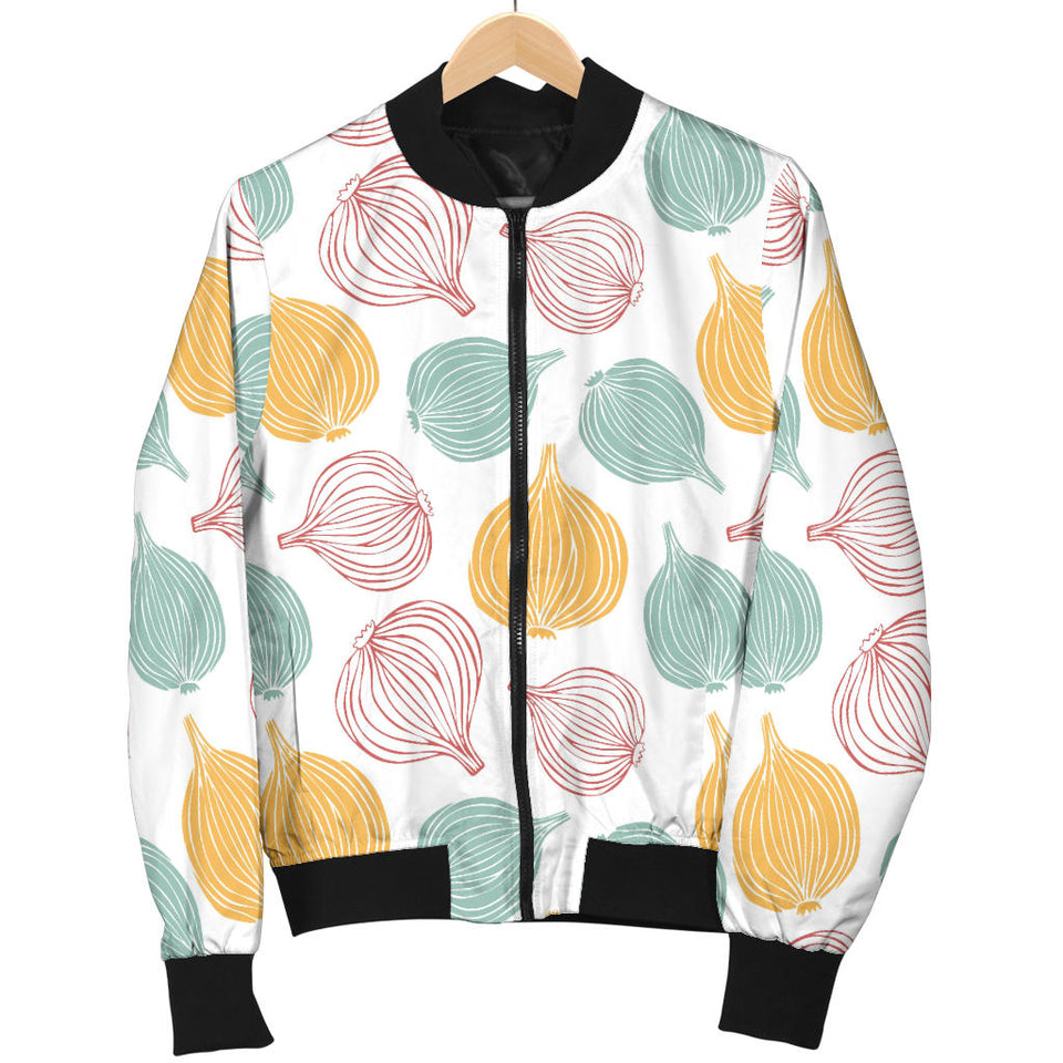 Colorful Onions White Background Women'S Bomber Jacket