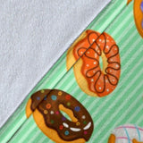 Colorful Donut Pattern Green Background Premium Blanket