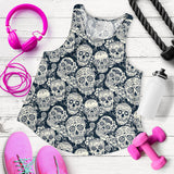 Sugar skull black white pattern Women Racerback Tank Top