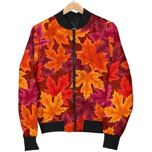 Autumn Maple Leaf Pattern Women'S Bomber Jacket