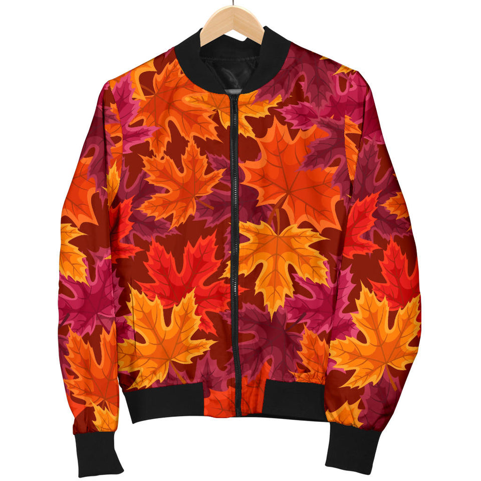 Autumn Maple Leaf Pattern Women'S Bomber Jacket