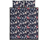 Deers Winter Christmas pattern Quilt Bed Set