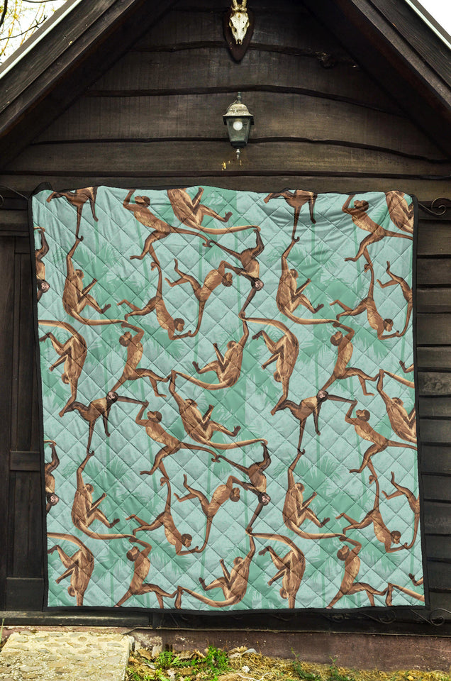 Monkey Palm Tree Background Premium Quilt