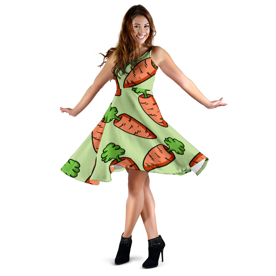 Carrot Pattern Print Design 05 Sleeveless Midi Dress