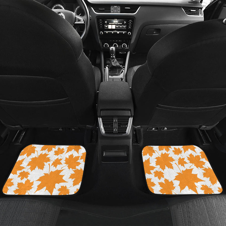 Orange Maple Leaf Pattern Front And Back Car Mats