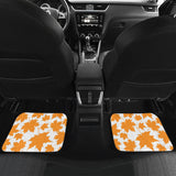 Orange Maple Leaf Pattern Front And Back Car Mats
