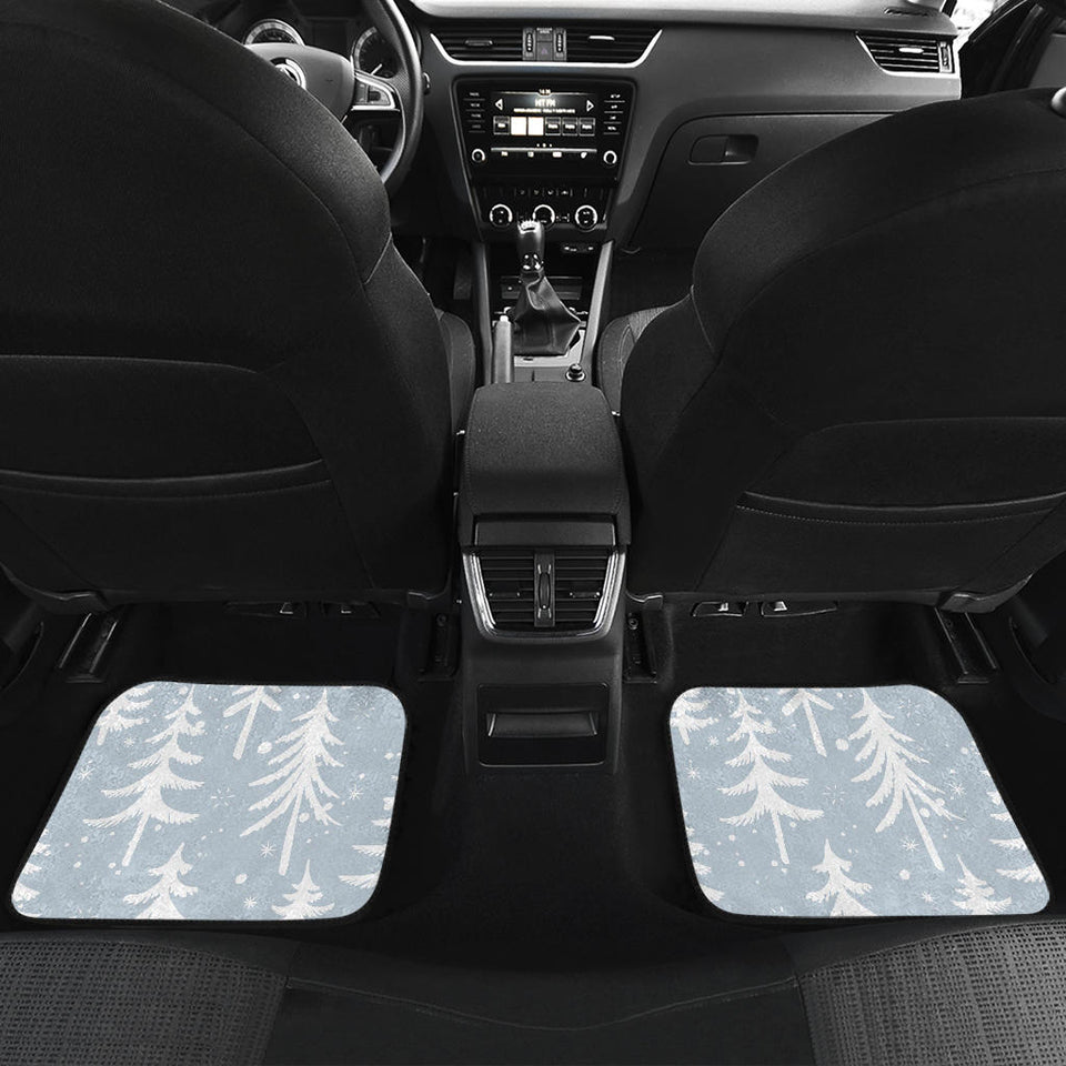 Christmas Tree Winter Forest Pattern Front And Back Car Mats