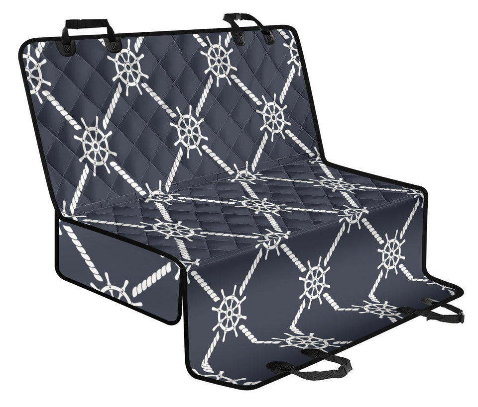 Nautical Steering Wheel Rope Pattern Dog Car Seat Covers