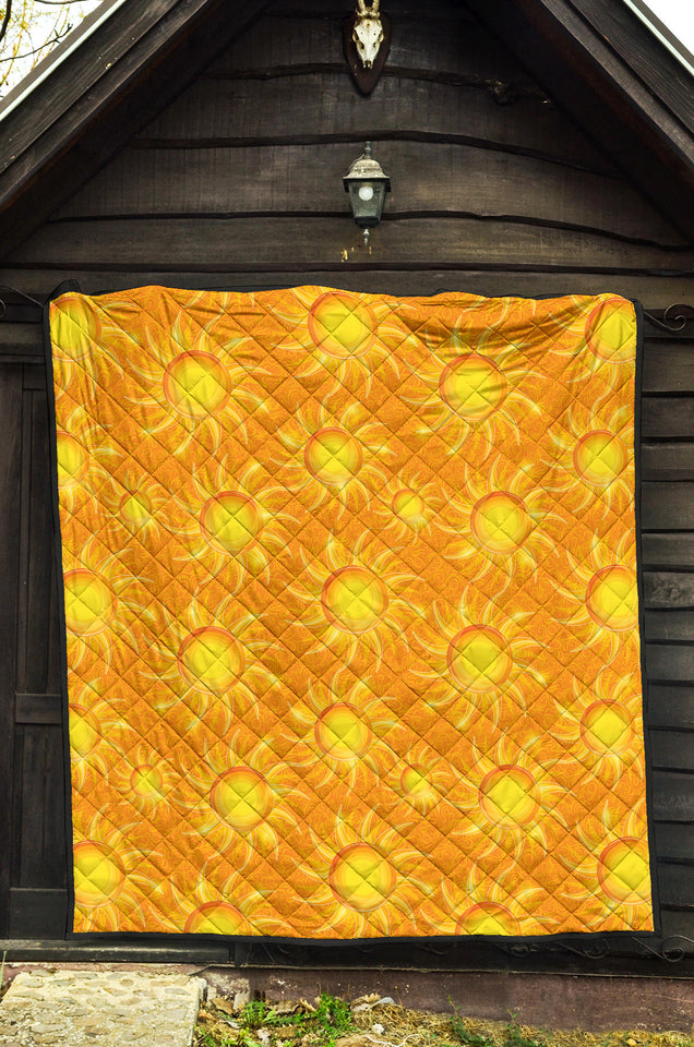 Sun Orange Background Premium Quilt