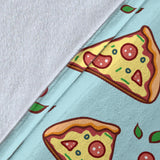 Hand Drawn Pizza Blue Background Premium Blanket