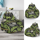 Cute Sloths Tropical Palm Leaves Black Background Bean Bag Cover