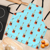 Electric Guitar Pattern Light Blue Background Adjustable Apron