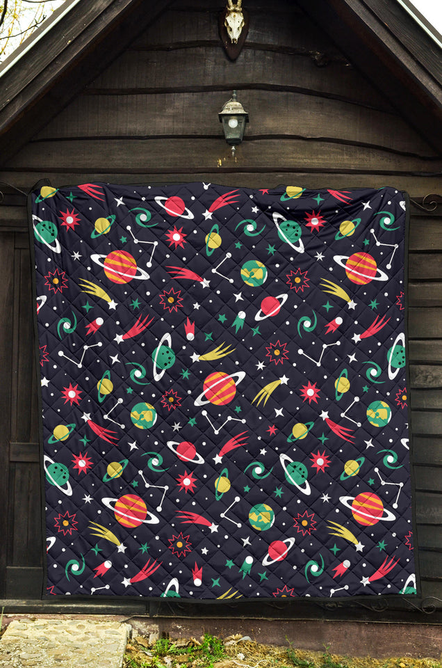 Colorful Space Pattern Planet Star Premium Quilt