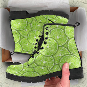 Slices Of Lime Pattern Leather Boots