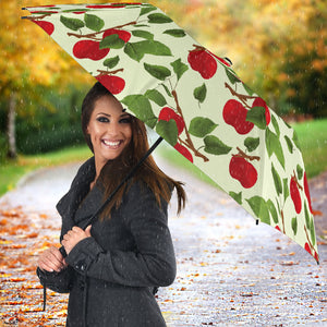 Red Apples Leaves Pattern Umbrella