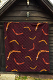 Boomerang Australian Aboriginal Ornament Circle Black Background Premium Quilt