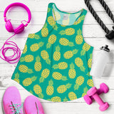 Pineapples pattern green background Women Racerback Tank Top