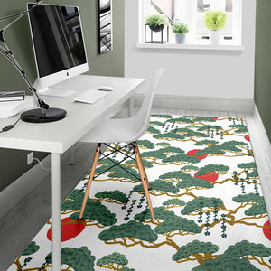 Bonsai Red Sun Japanese Pattern Area Rug