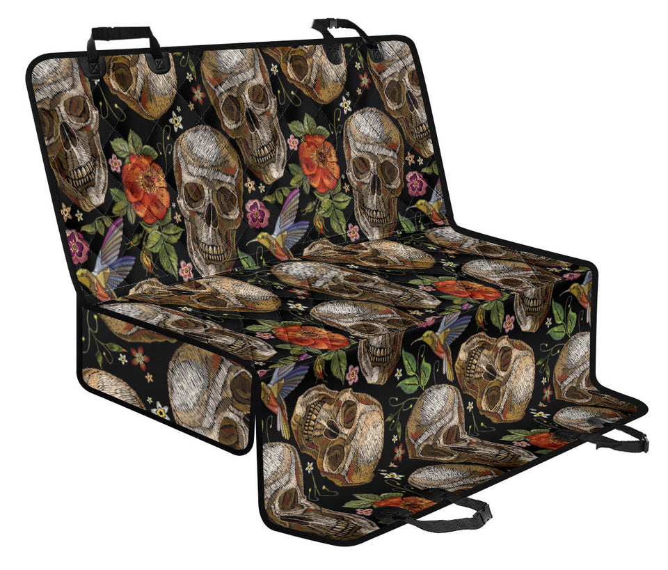 Skull Rose Humming Bird Flower Pattern Dog Car Seat Covers
