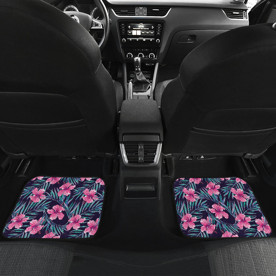 Hibiscus Pattern Print Design 05 Front and Back Car Mats