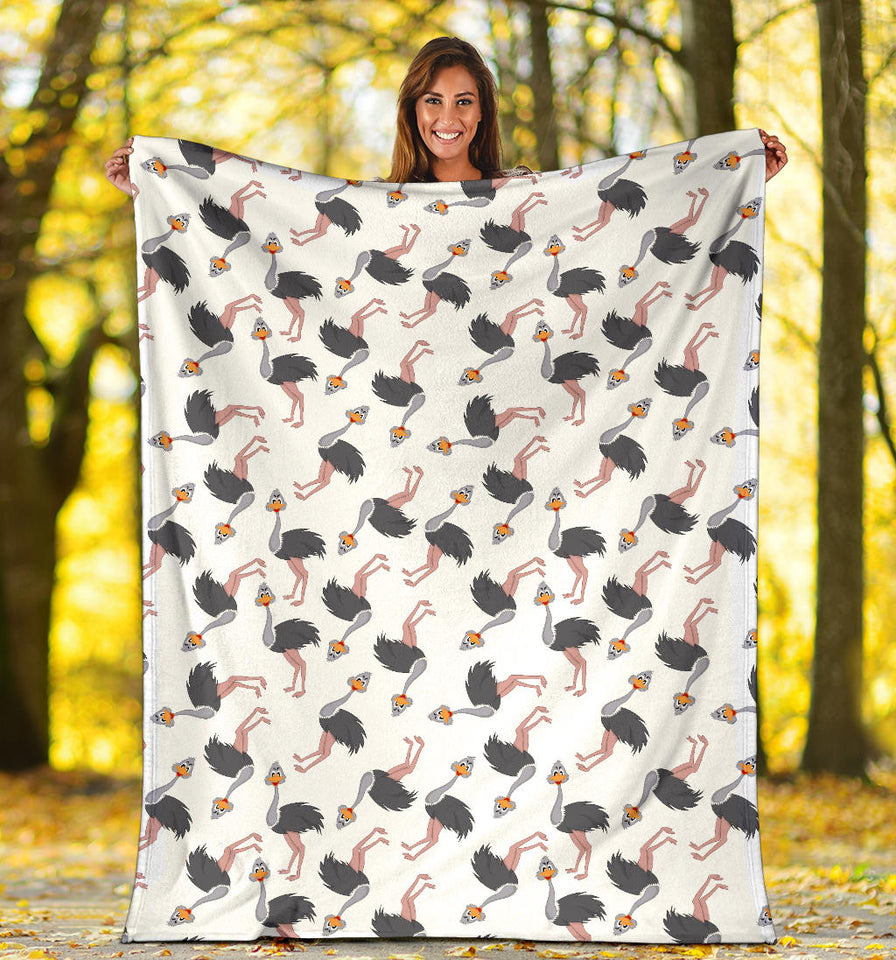 Ostrich Pattern Print Design 02 Premium Blanket