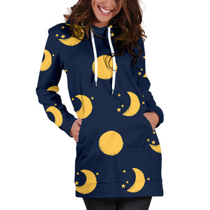 Moon Star Pattern Women'S Hoodie Dress