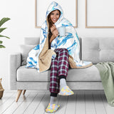 Watercolor Dolphin Pattern Hooded Blanket