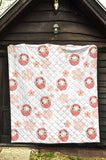 Daruma Japanese Wooden Doll Cherry Blossom Flower Pattern Premium Quilt