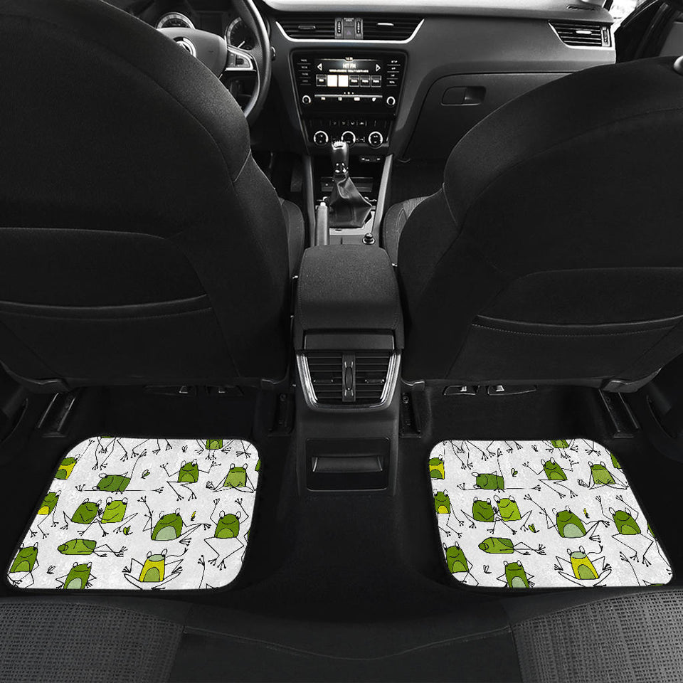 Sketch Funny Frog Pattern Front And Back Car Mats